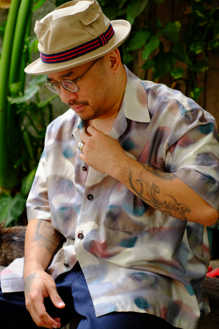 Hampton Camp Collar Shirt - Beige Printed