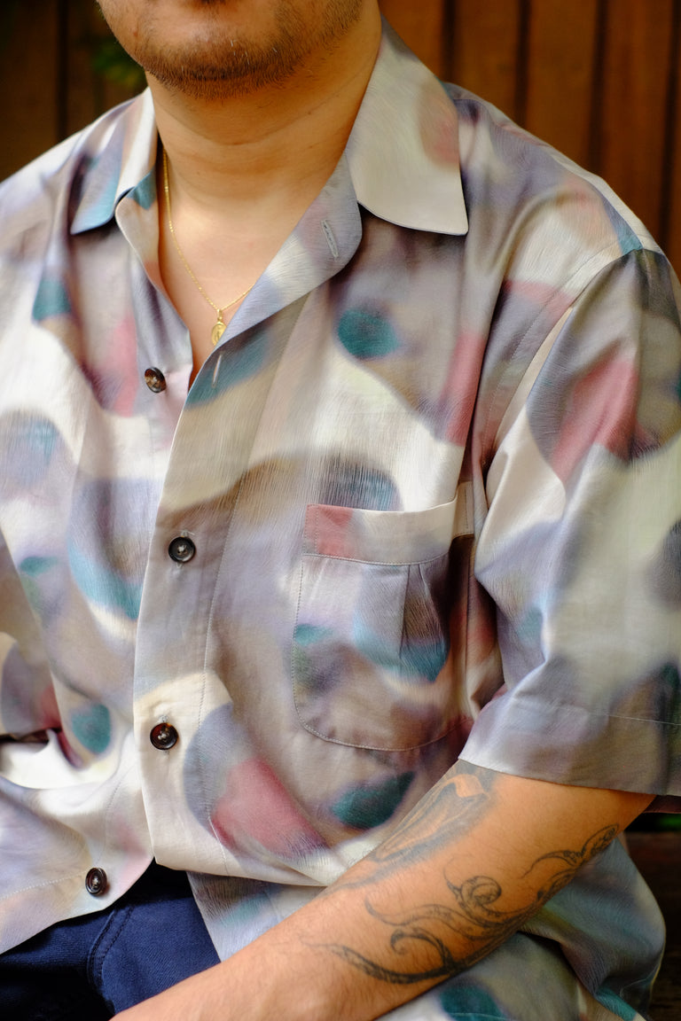 Hampton Camp Collar Shirt - Beige Printed