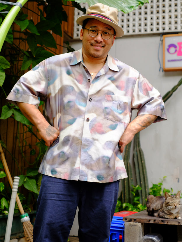 Hampton Camp Collar Shirt - Beige Printed