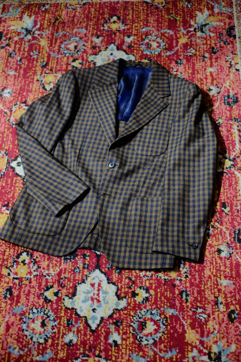 Unconstructed Jacket - Navy Brown Check