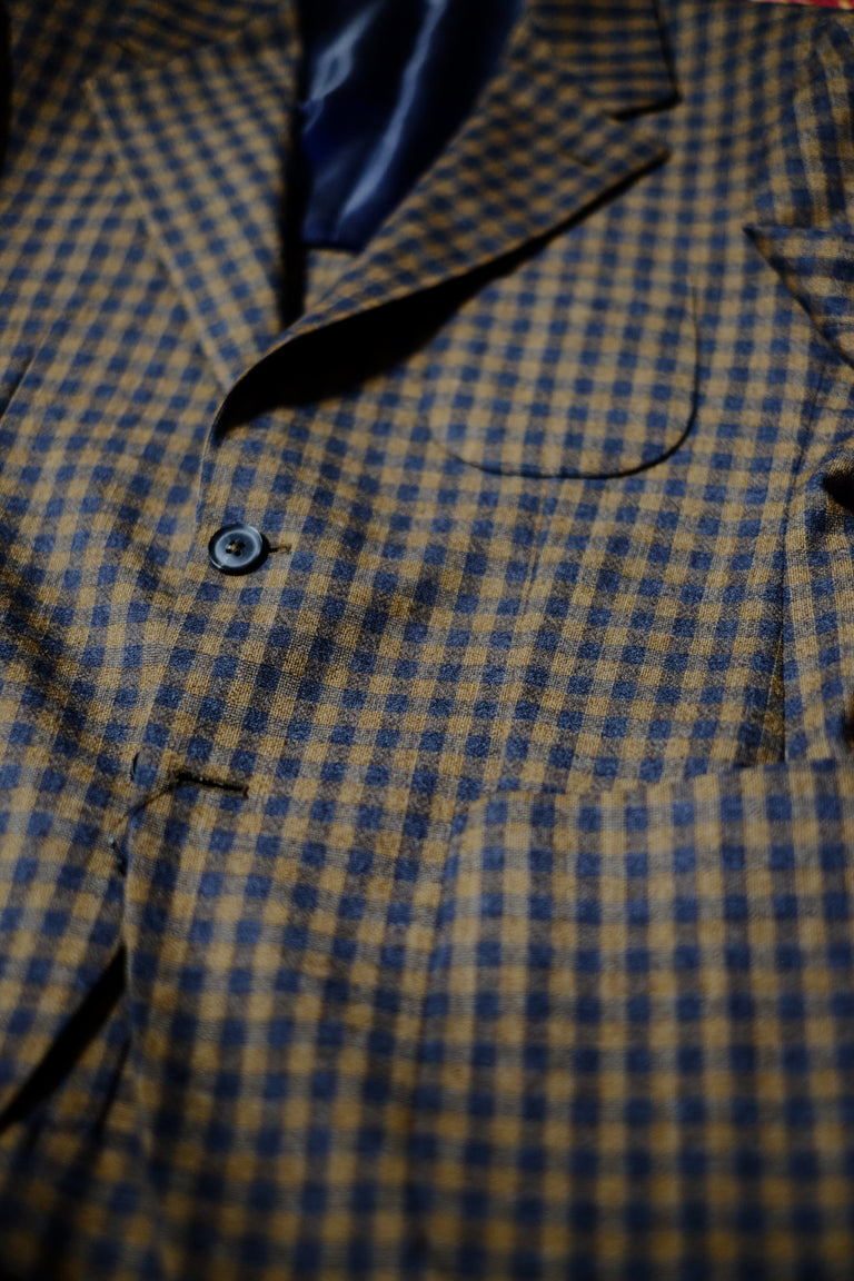 Unconstructed Jacket - Navy Brown Check