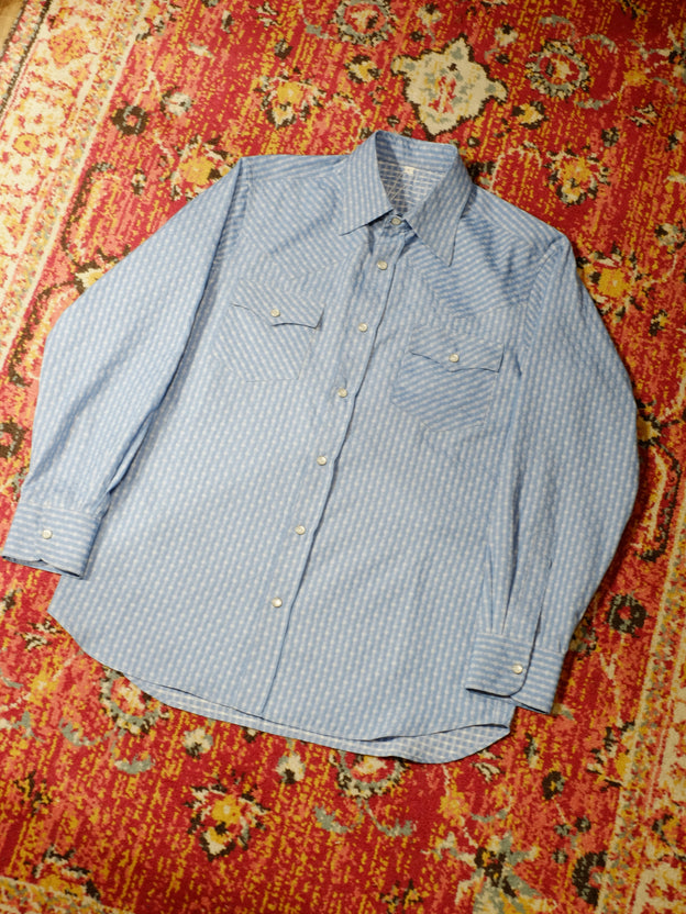 Western Shirt - Blue Bamboo Pattern