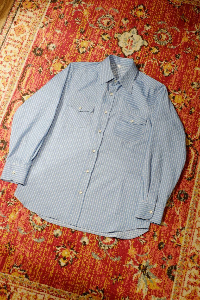 Western Shirt - Blue Bamboo Pattern