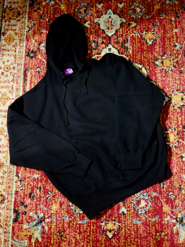 Black Blank Hoodie - Black & Light Grey