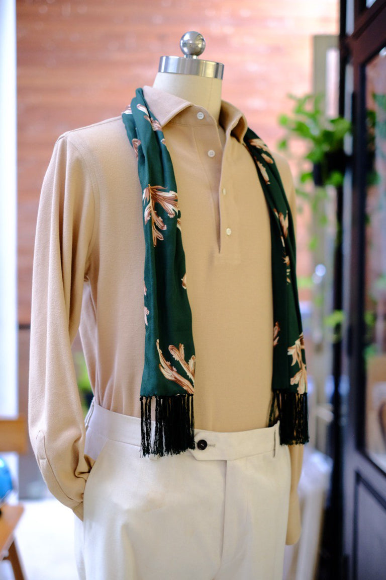 Pienza Polo - Beige, Green, and Navy