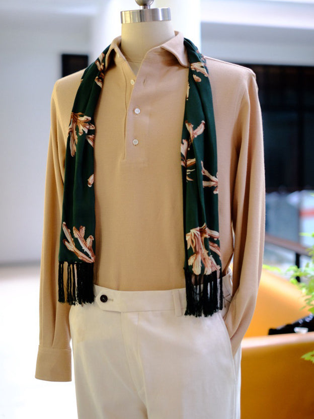 Pienza Polo - Beige, Green, and Navy