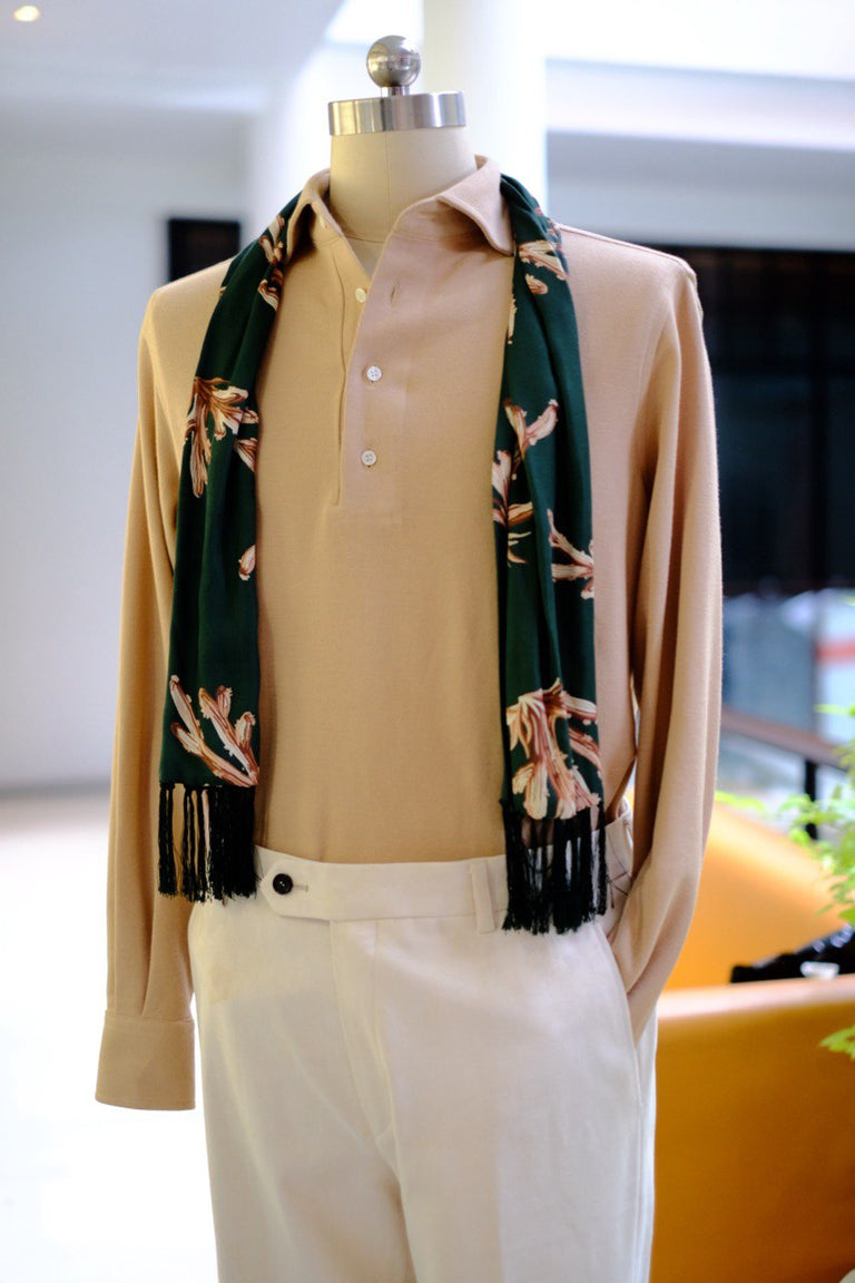 Pienza Polo - Beige, Green, and Navy
