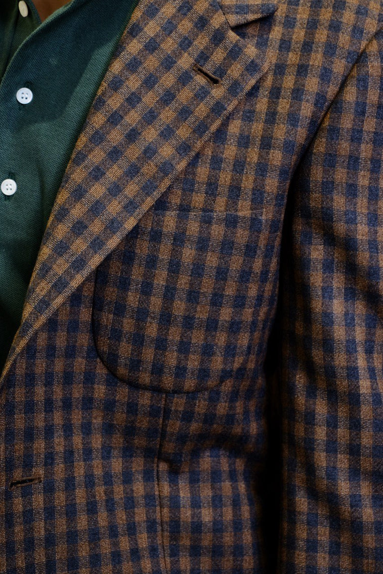 Unconstructed Jacket - Navy Brown Check